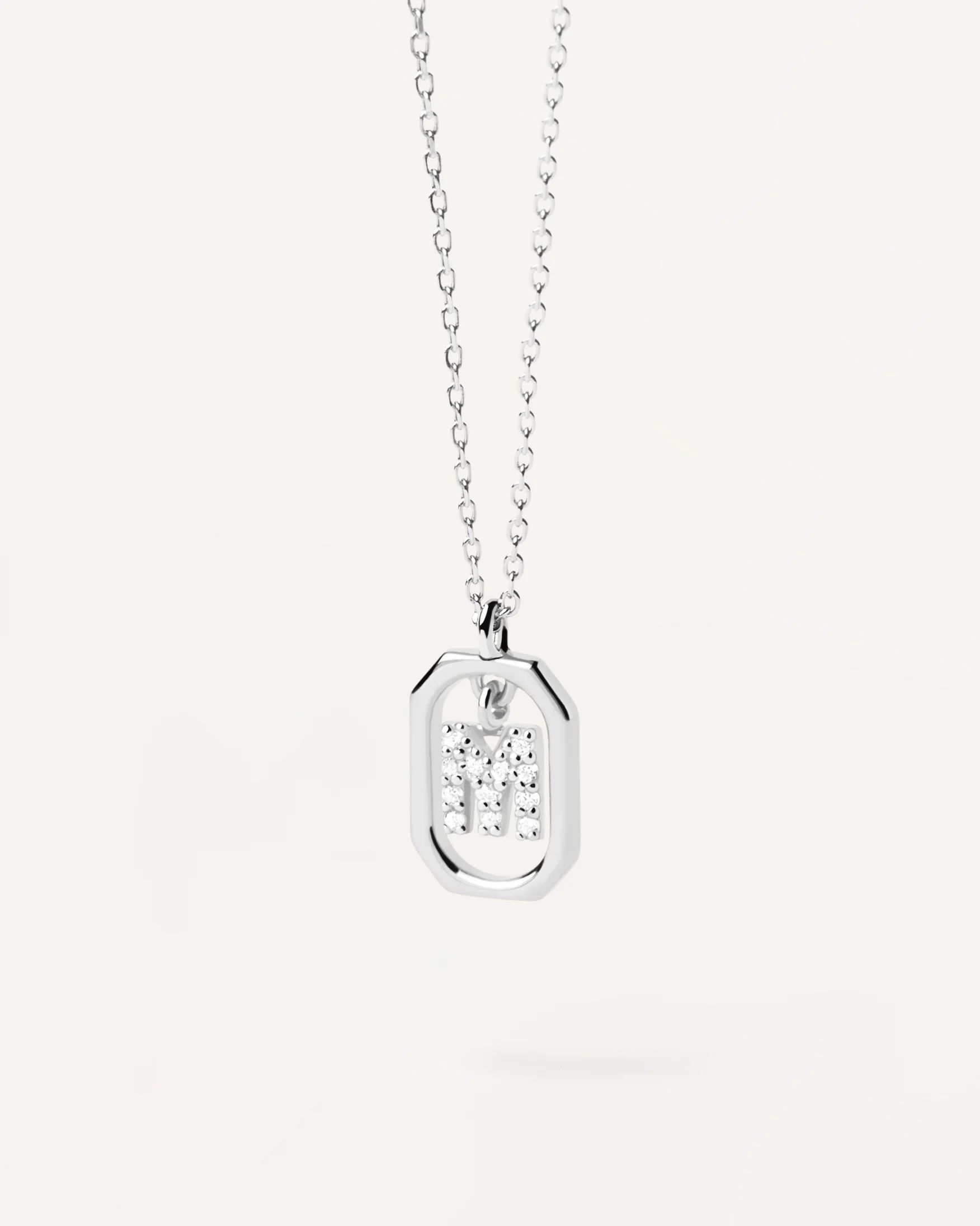 MINI LETTER M SILVER NECKLACE