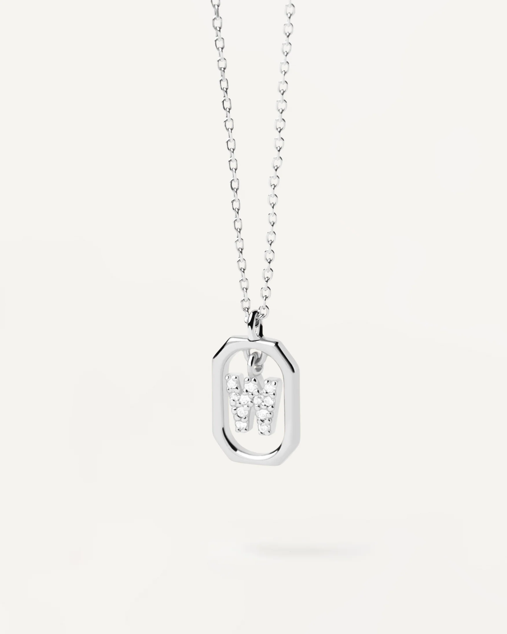 MINI LETTER W SILVER NECKLACE