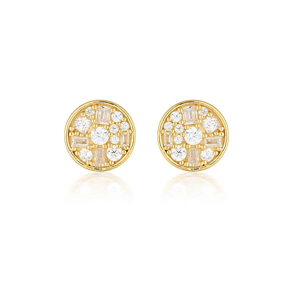 Mini Mosaic Gold Stud Earrings - IE821G