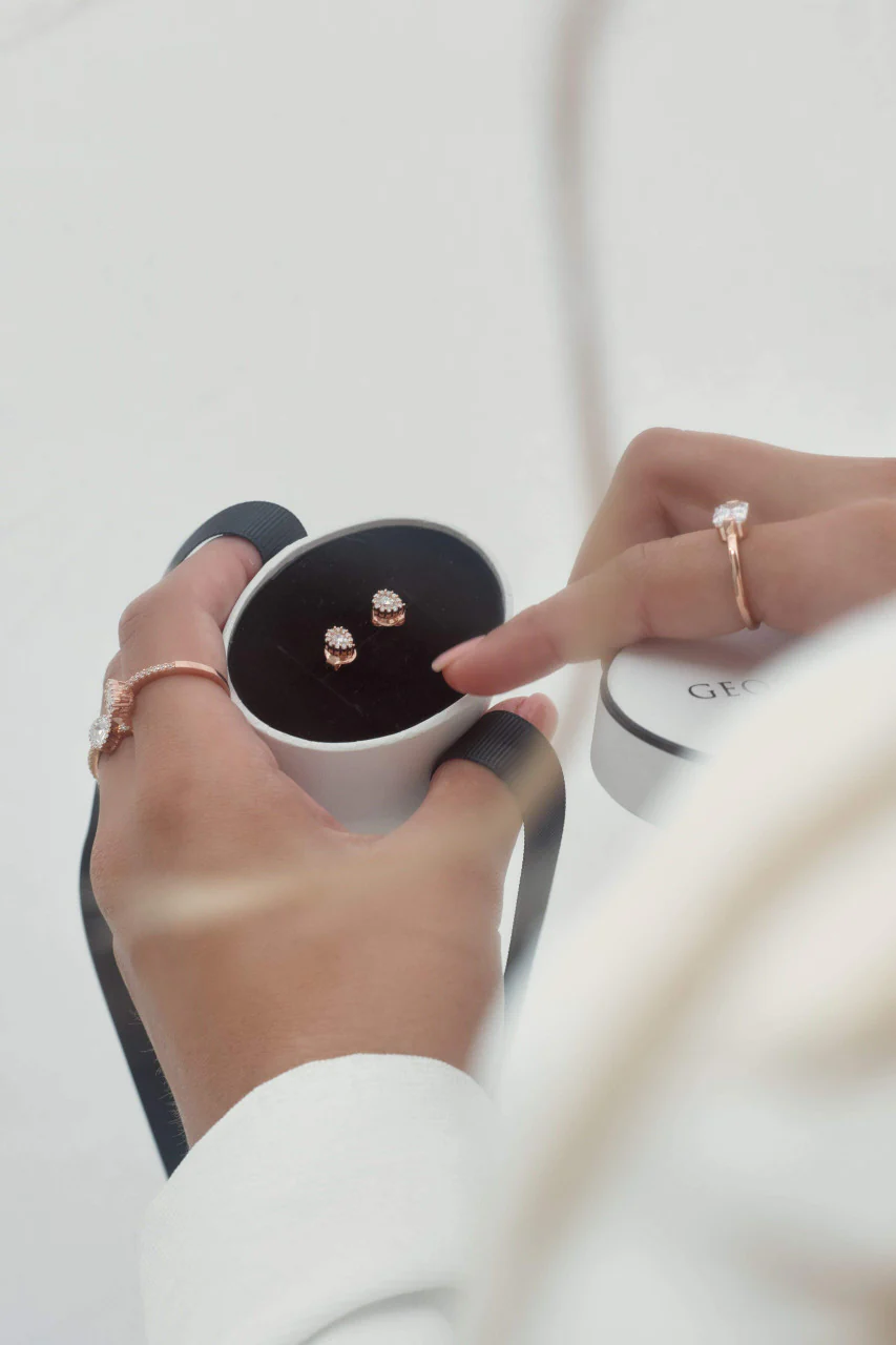 Monaco Rose Gold Stud Earrings - Image 3