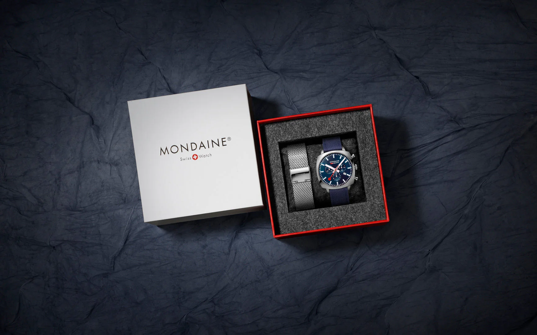 Official Swiss Railways Grand Cushion 41mm Deep Ocean Blue Watch Set - Image 8