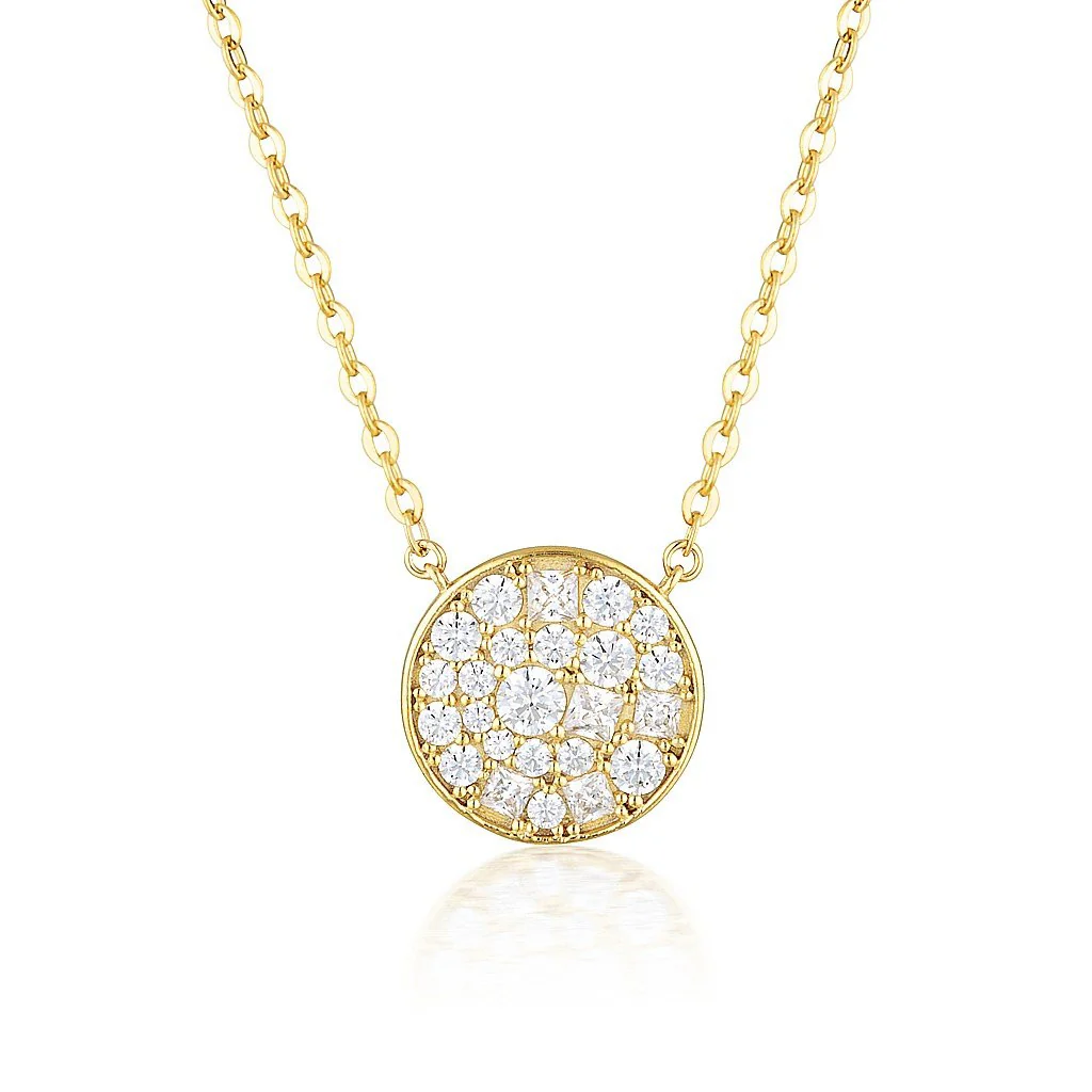 Mosaic Disc Gold Pendant - IP738G
