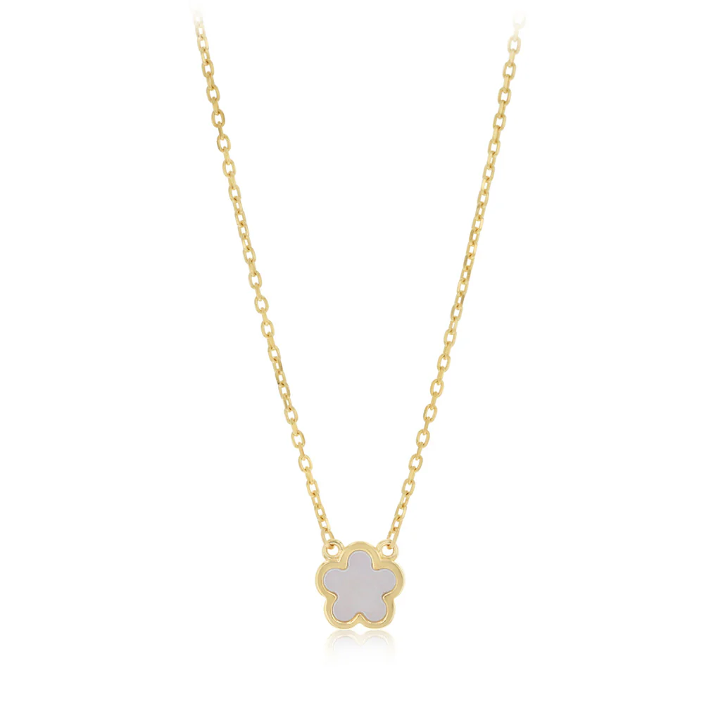 Mother of Pearl Star Adjustable 45cm Necklace in 9ct Yellow Gold