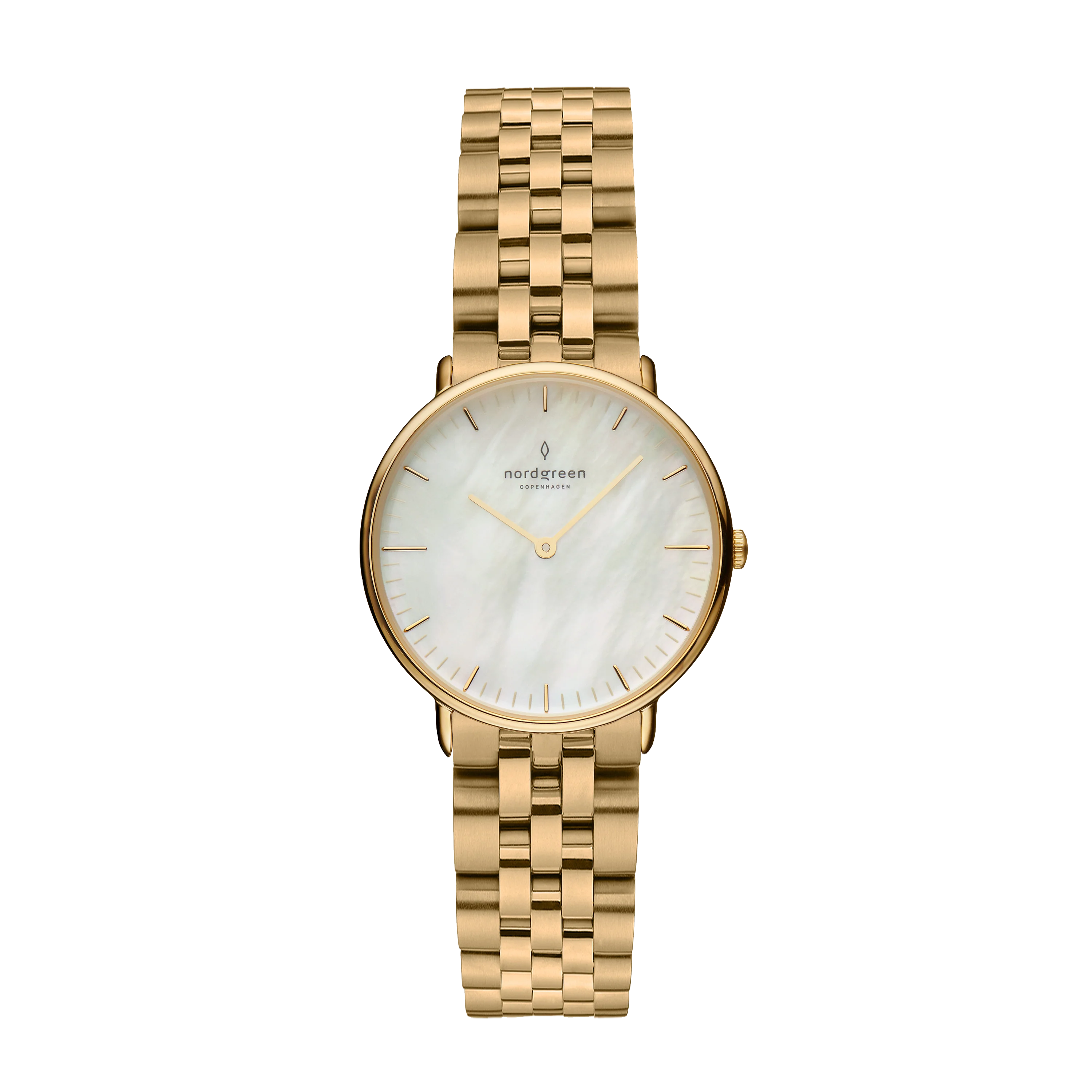 Nordgreen Native 28mm Gold 5 Link Bracelet Mother of Pearl Watch