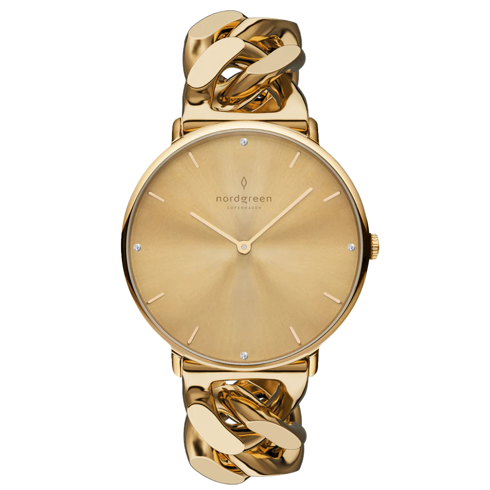 Nordgreen Native 28mm Gold Chain Crystal Dial Watch