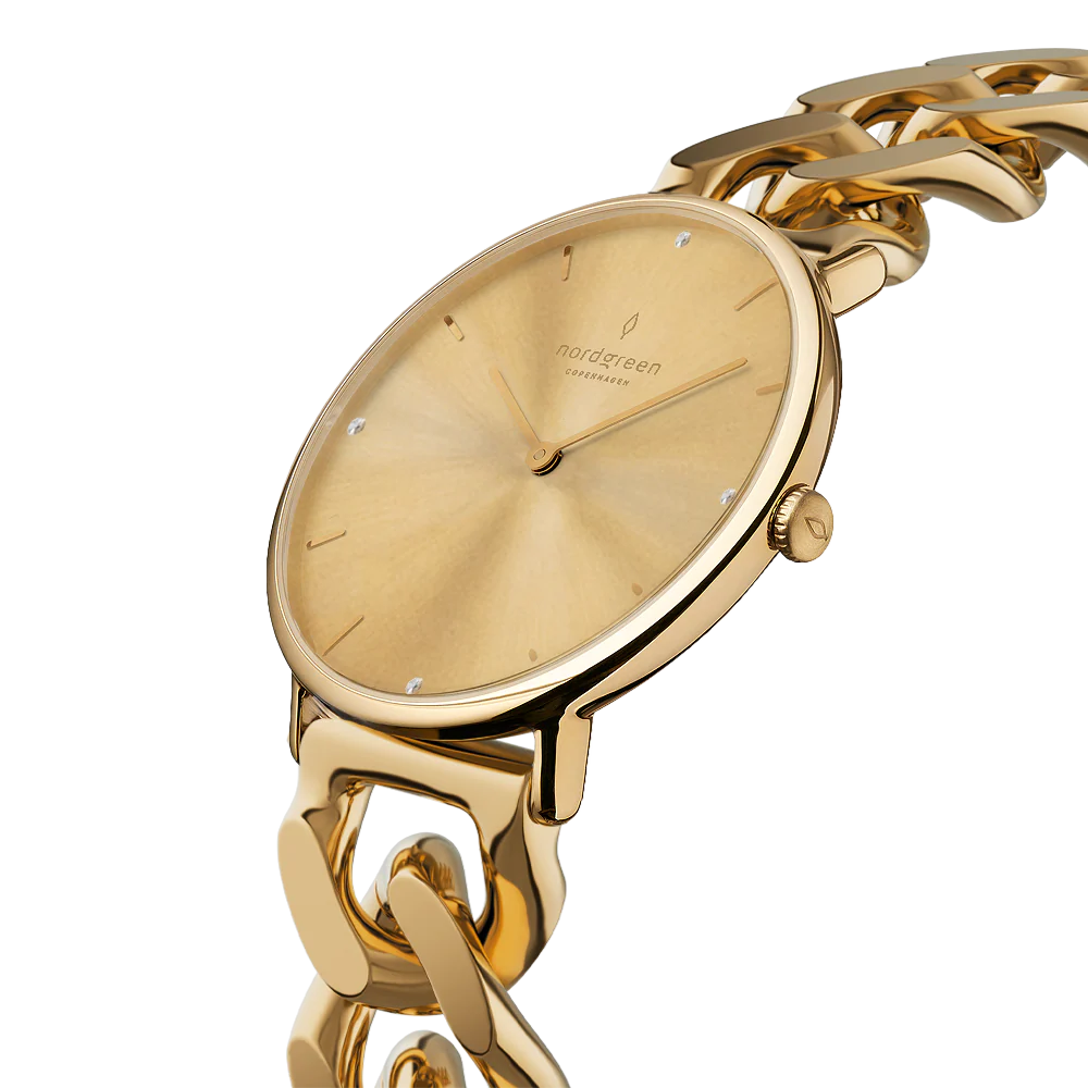 Nordgreen Native 28mm Gold Chain Crystal Dial Watch - Image 2