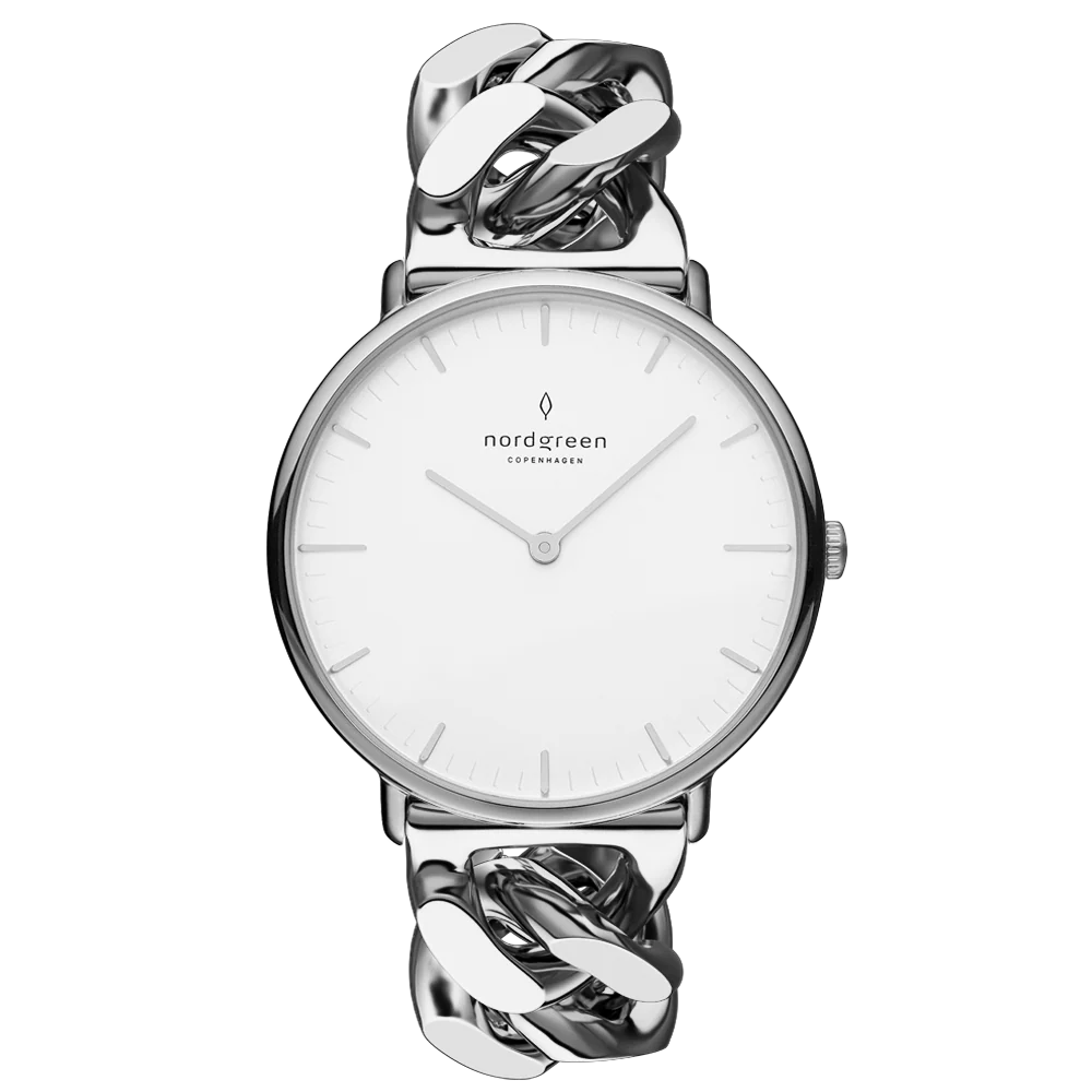 Nordgreen Native 32mm Silver Chain Link Watch