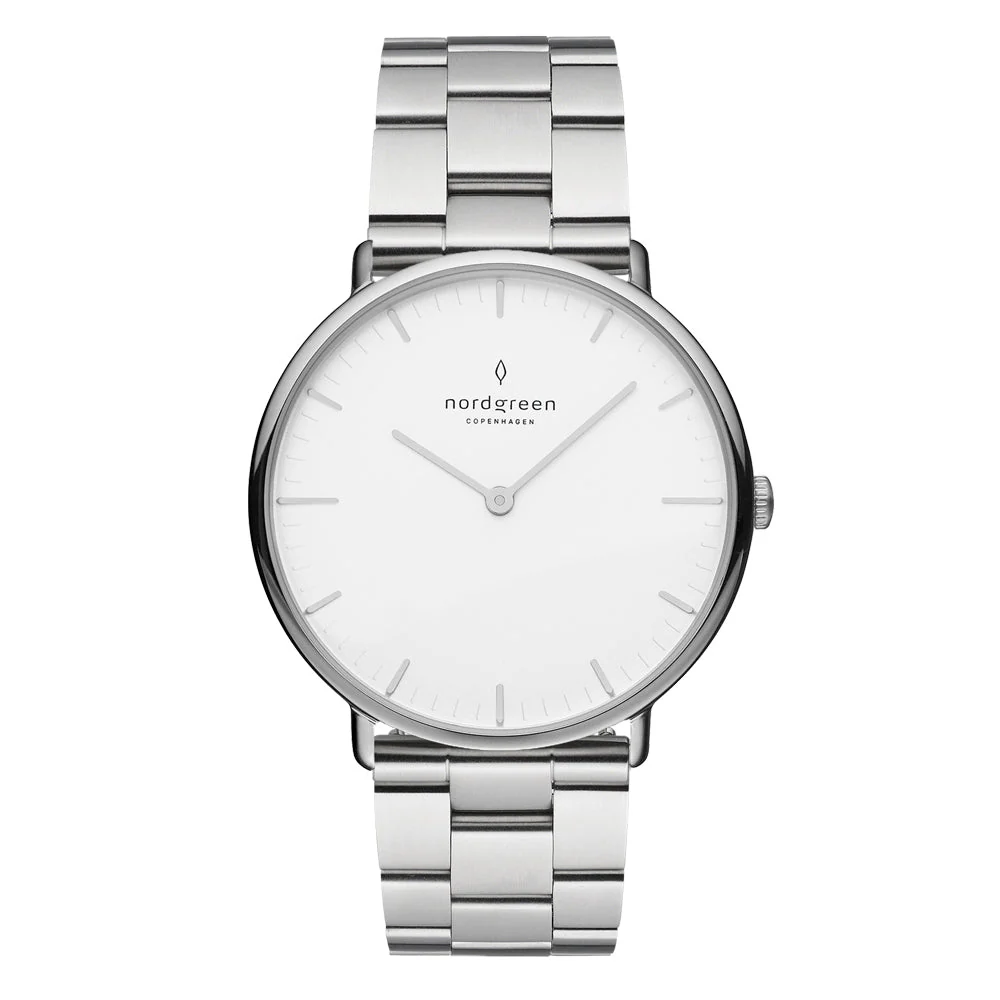 Nordgreen Native 36mm 3 Link Silver Watch