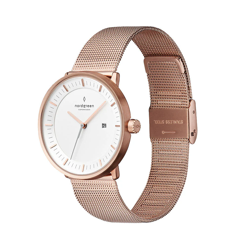 Nordgreen Women's Philosopher 36mm Rose Gold Mesh Watch - Image 2