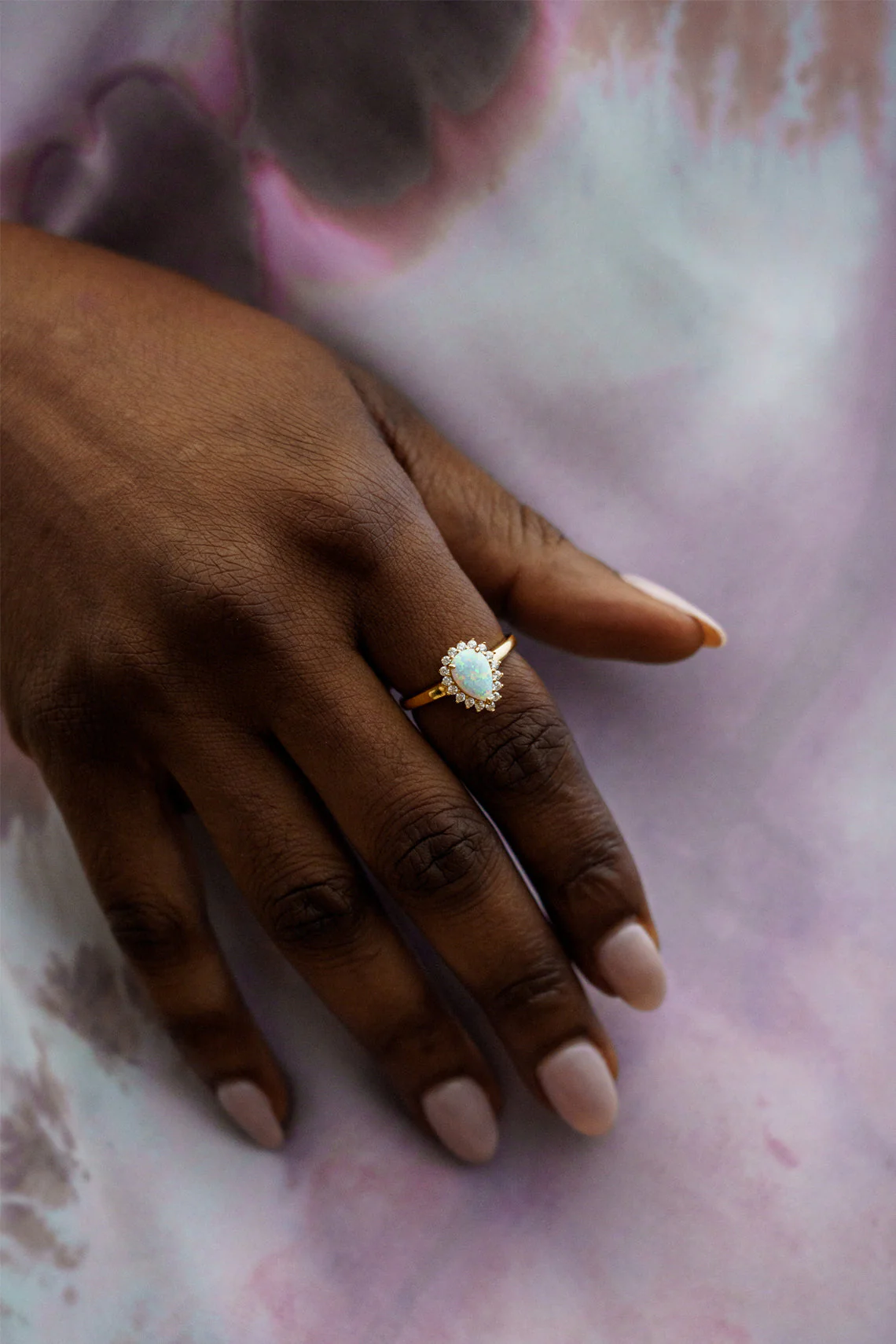 OPAL GLOW ROZELLE WHITE CREATED OPAL RING GOLD - Image 4