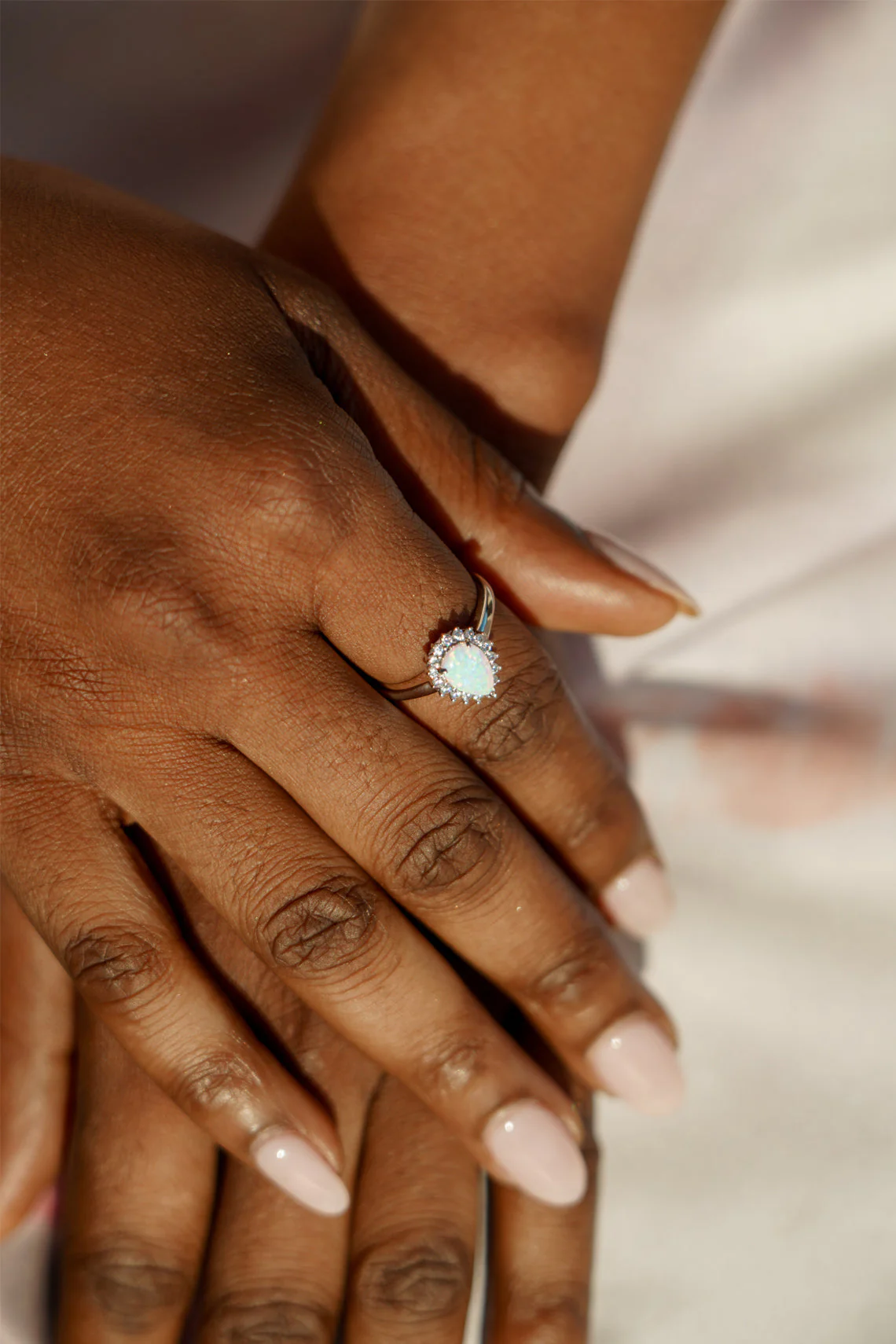 OPAL GLOW ROZELLE WHITE CREATED OPAL RING SILVER - Image 2