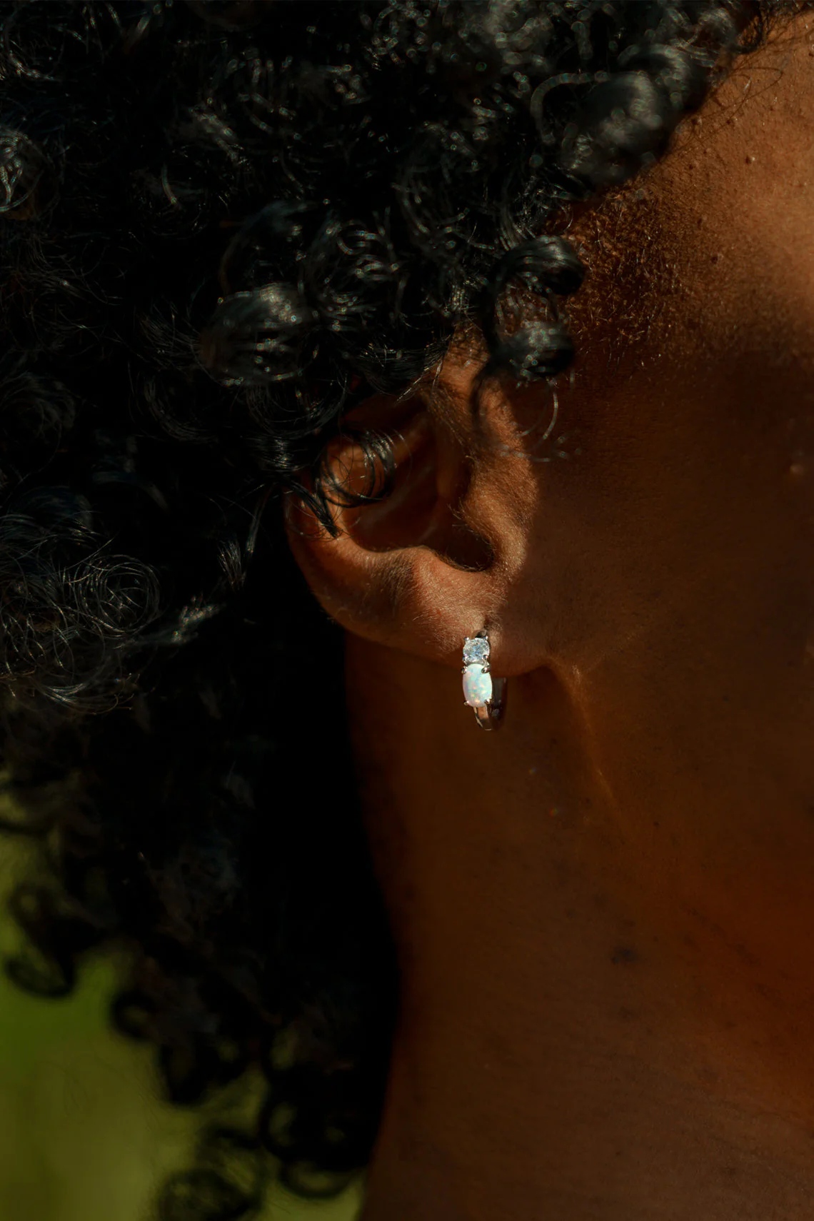 OPAL GLOW WHITE CREATED OPAL HOOP EARRINGS SILVER - Image 3
