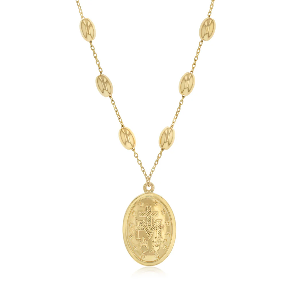 Oval Miraculous Medal 45cm Necklace in 9ct Yellow Gold - Image 2