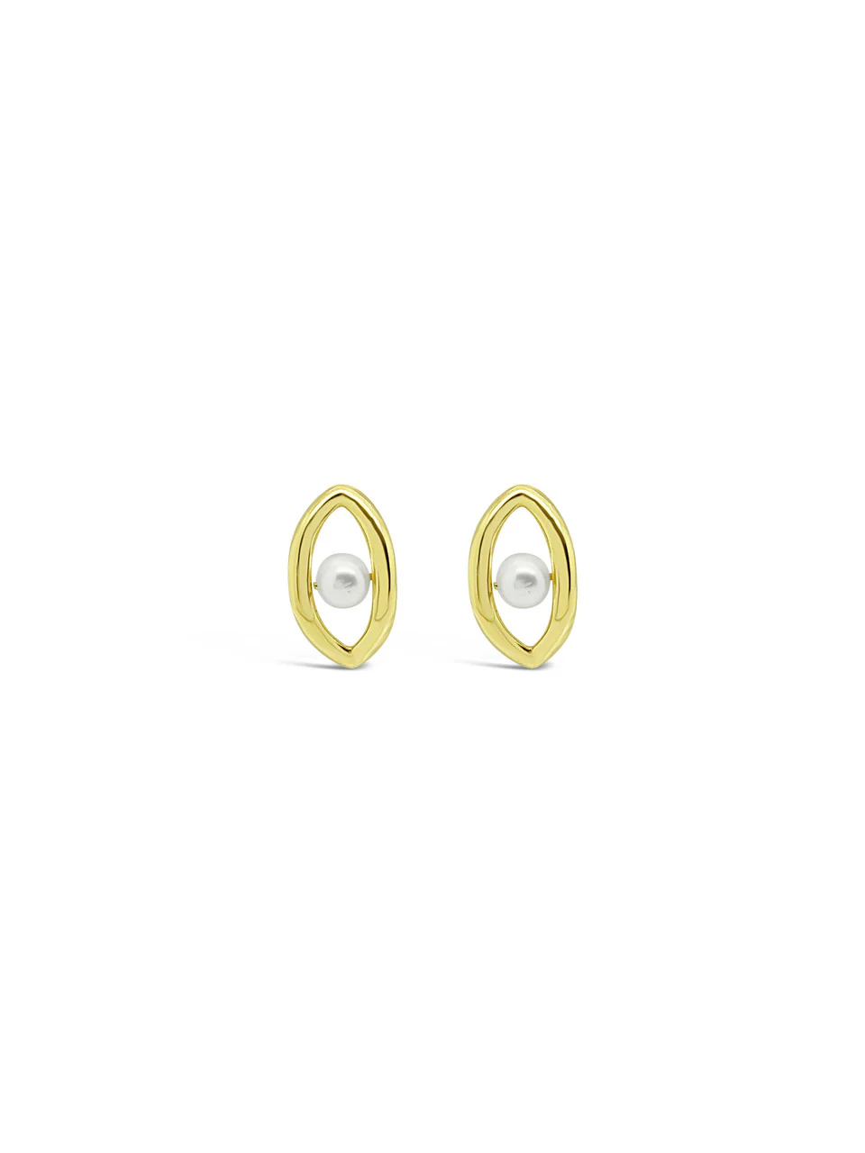 Oval'D Pearl Stud Earrings Gold - RP0207G - Image 2