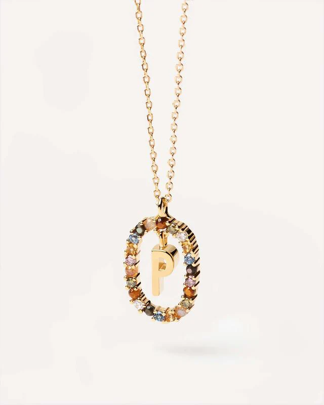 P Gold Initial Necklace - CO01-275-U