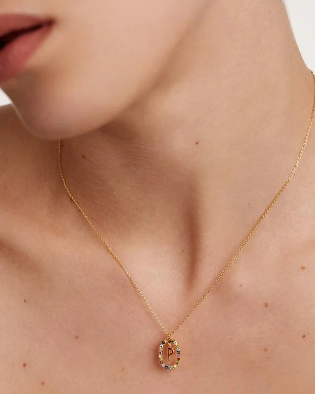 P Gold Initial Necklace - CO01-275-U - Image 2