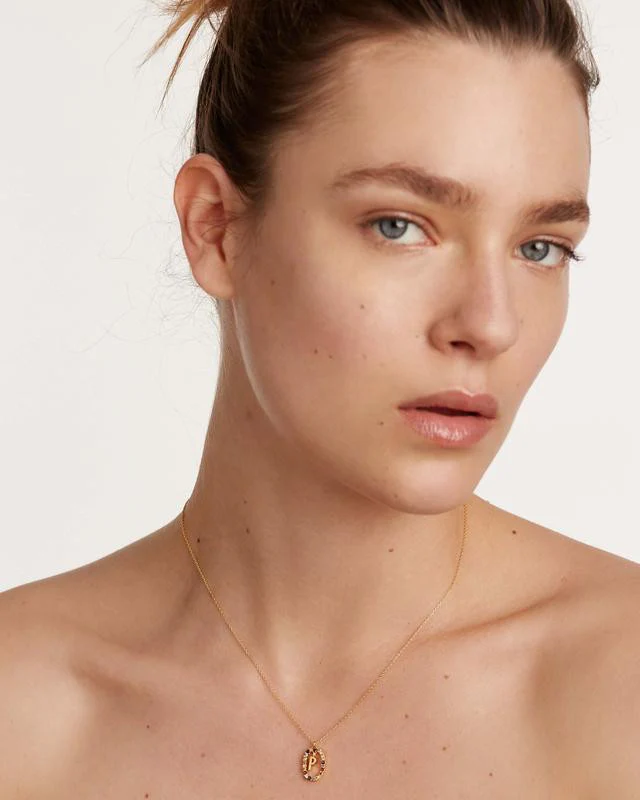 P Gold Initial Necklace - CO01-275-U - Image 4