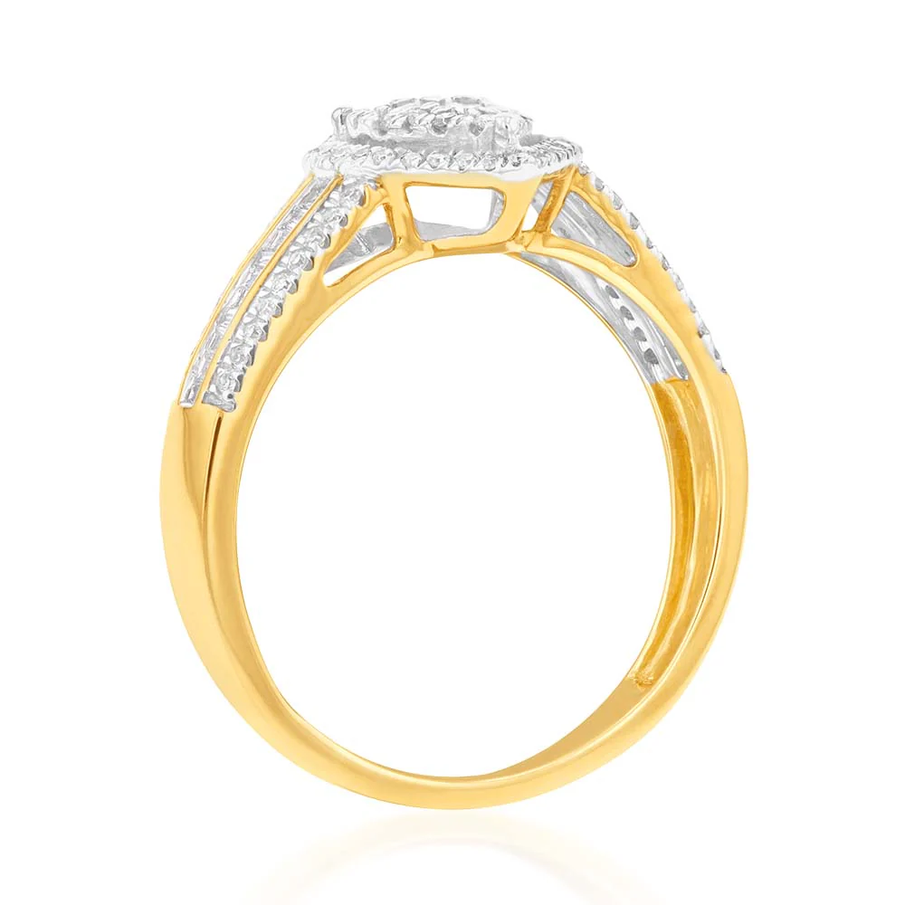 Pear Illusion Set Diamond Ring in 9ct Yellow Gold - Image 3