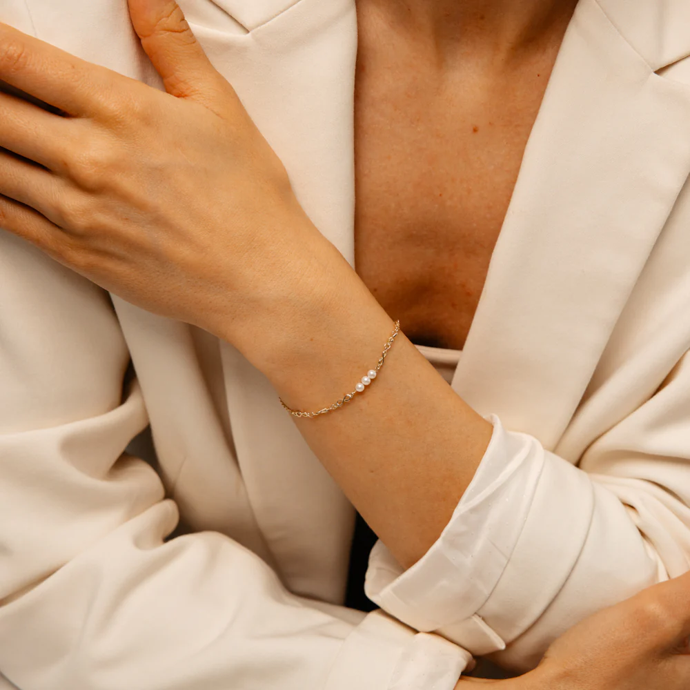 Pearl Eternity 19cm Bracelet in 9ct Yellow Gold