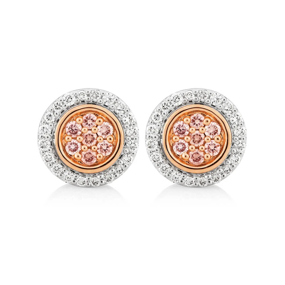 Pink Diamond 18ct White Gold Diamond Stud Earrings
