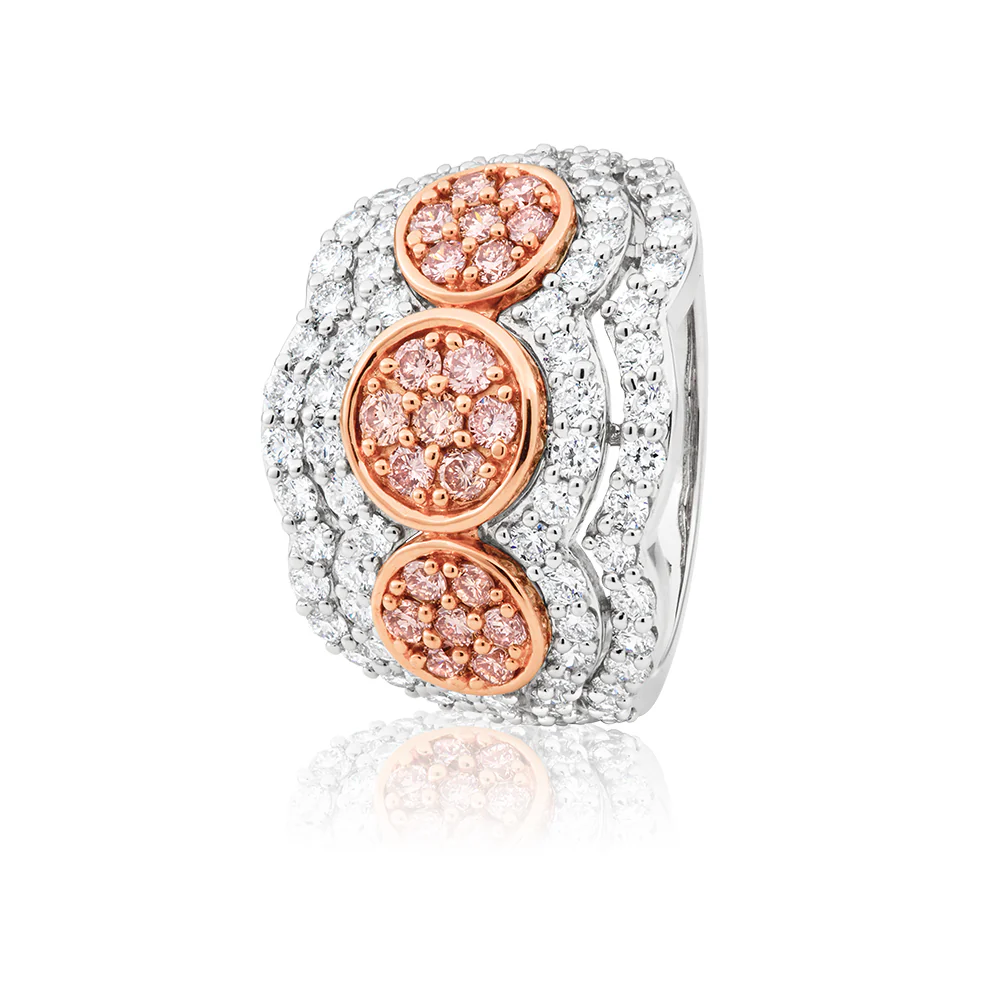 Pink Diamond in 18ct White Gold Dress Ring with a 2.00 Carats of Diamonds