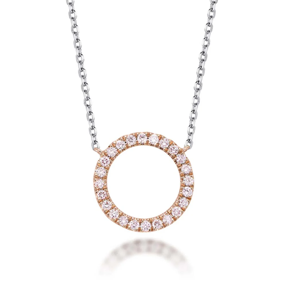 Pink Kimberley Diamond 18ct Rose & White Gold 1/5 Carat Circle of Life Pendant