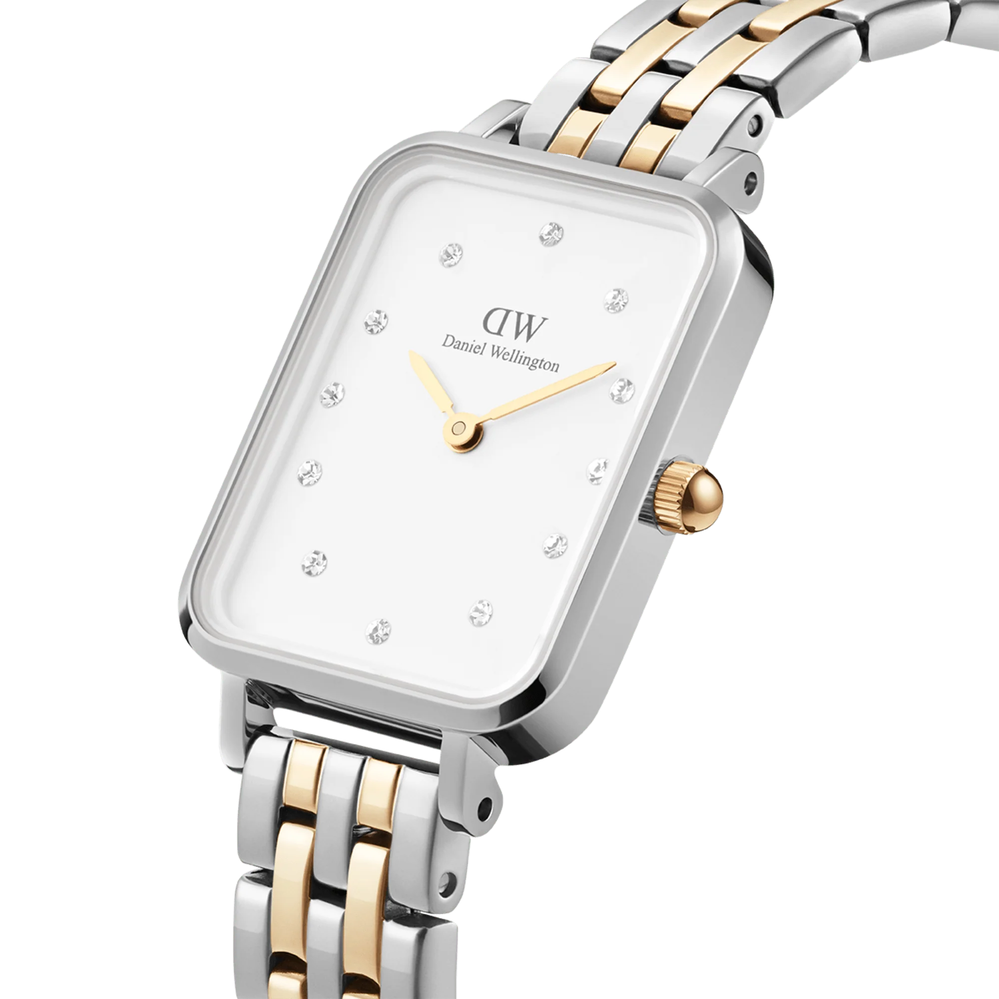 Daniel Wellington Quadro Lumine 20x26 5-Link Gold & Silver White Watch - Image 2
