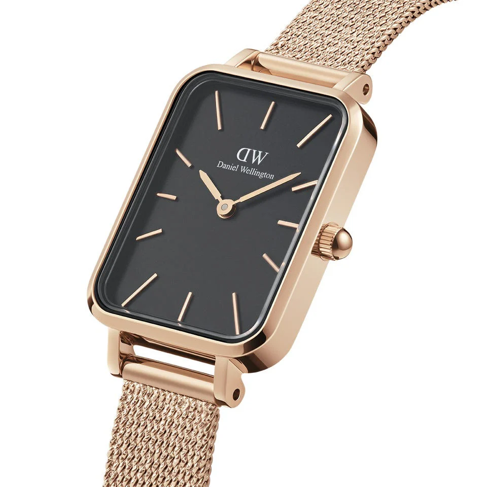 Quadro Pressed Melrose Rose Gold & Black Watch - DW00100432 - Image 2