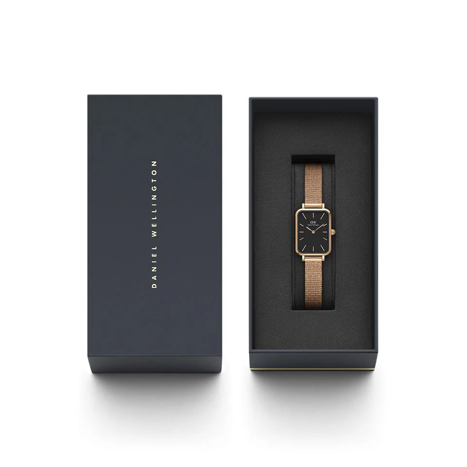 Quadro Pressed Melrose Rose Gold & Black Watch - DW00100432 - Image 4