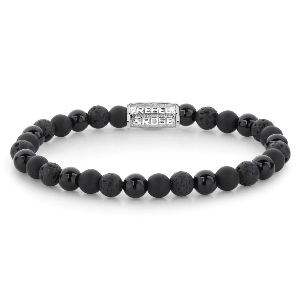 Rebel and Rose Black Rocks 6mm Bracelet