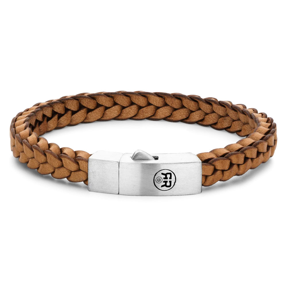 Rebel and Rose Braided Square 925 Cognac Bracelet