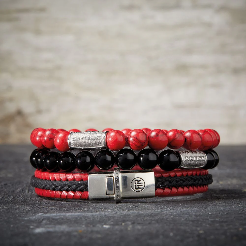 Rebel and Rose Dual Twisted Black-Red Bracelet - Image 2