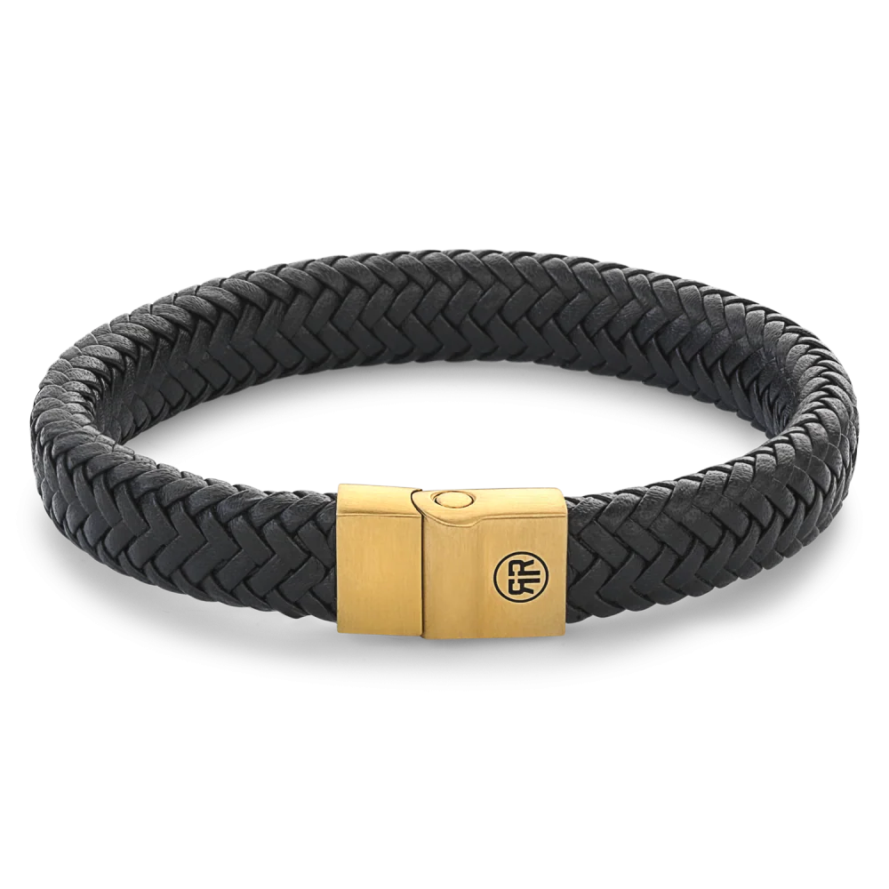 Rebel and Rose Full Metal Herringbone Black Gold Bracelet