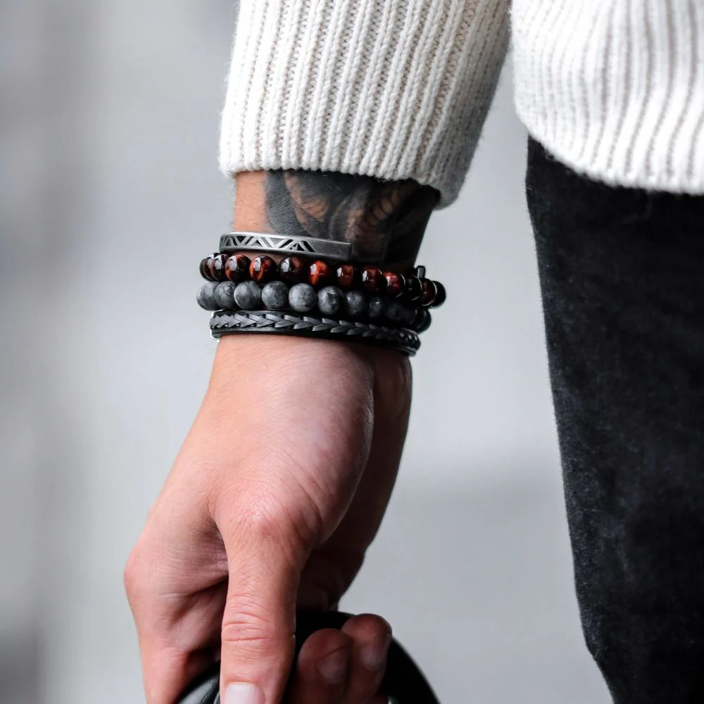 Rebel and Rose Single Stranded Black Grey Bracelet - Image 2