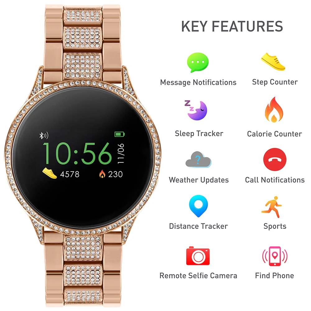 Reflex Active RA04-4014 Rose Gold Link Crystal Smart Watch - Image 2