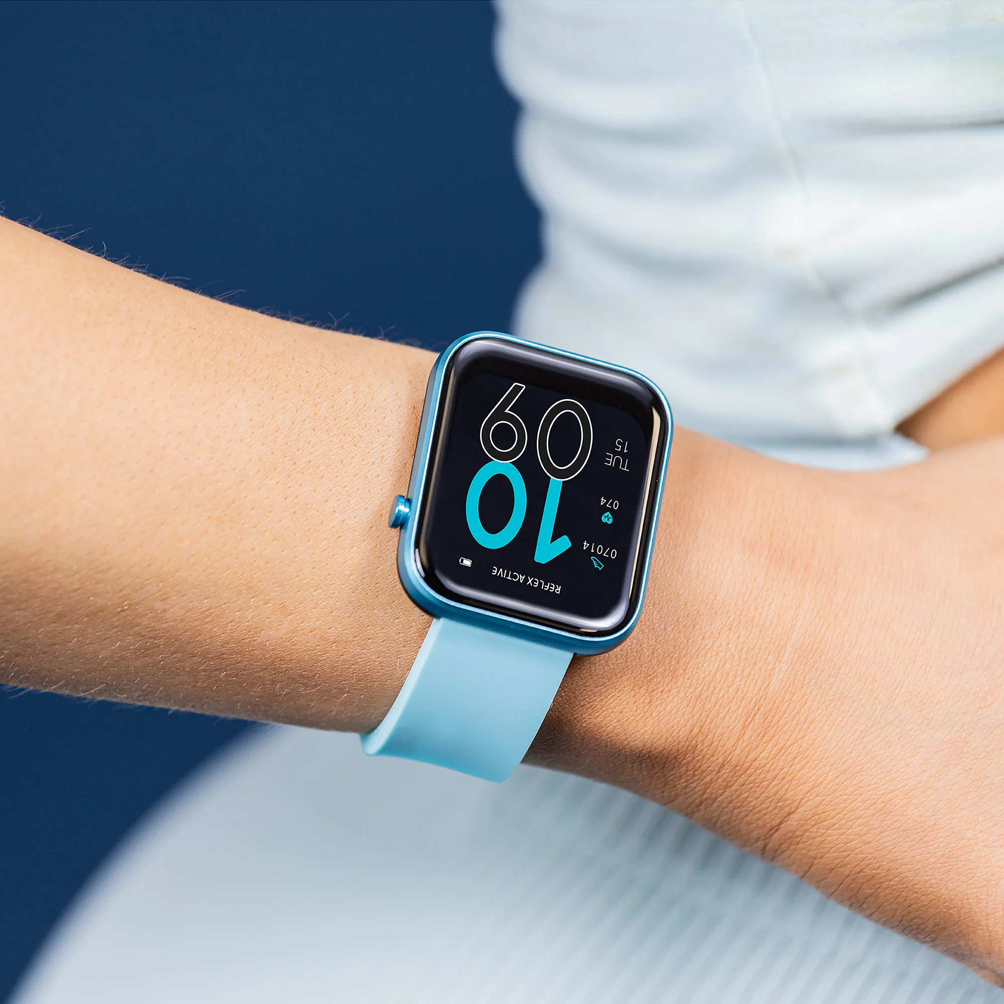 Reflex Active Series 12 Bright Blue Silicone Smartwatch - Image 2