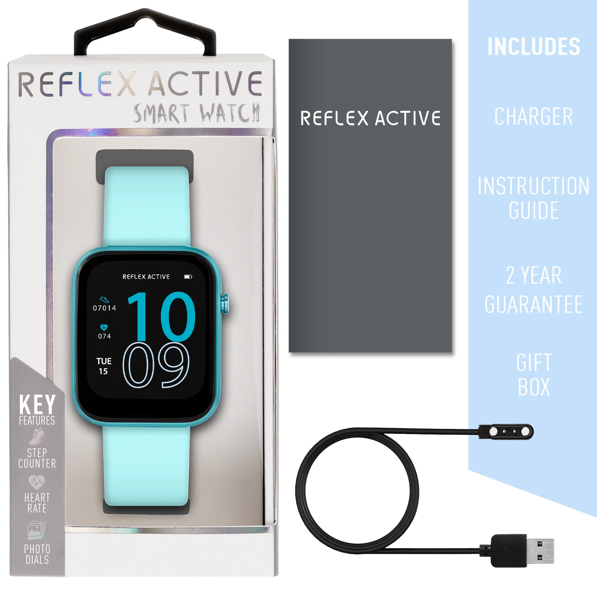 Reflex Active Series 12 Bright Blue Silicone Smartwatch - Image 5