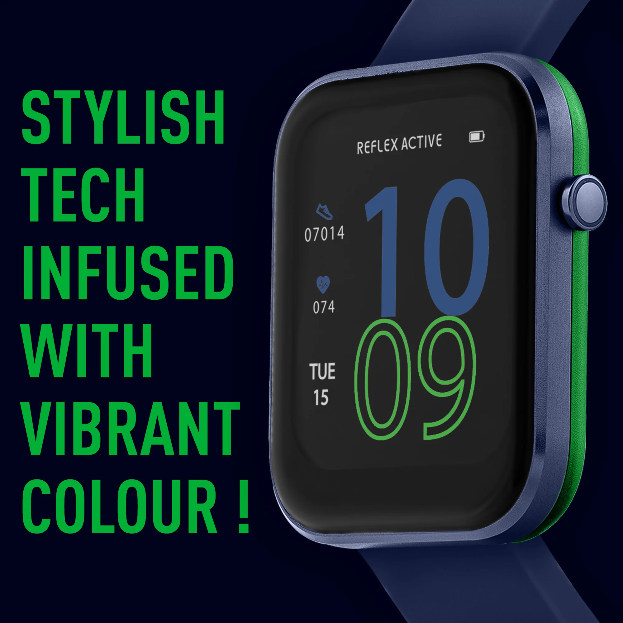 Reflex Active Series 12 Navy Silicone Smartwatch - Image 3