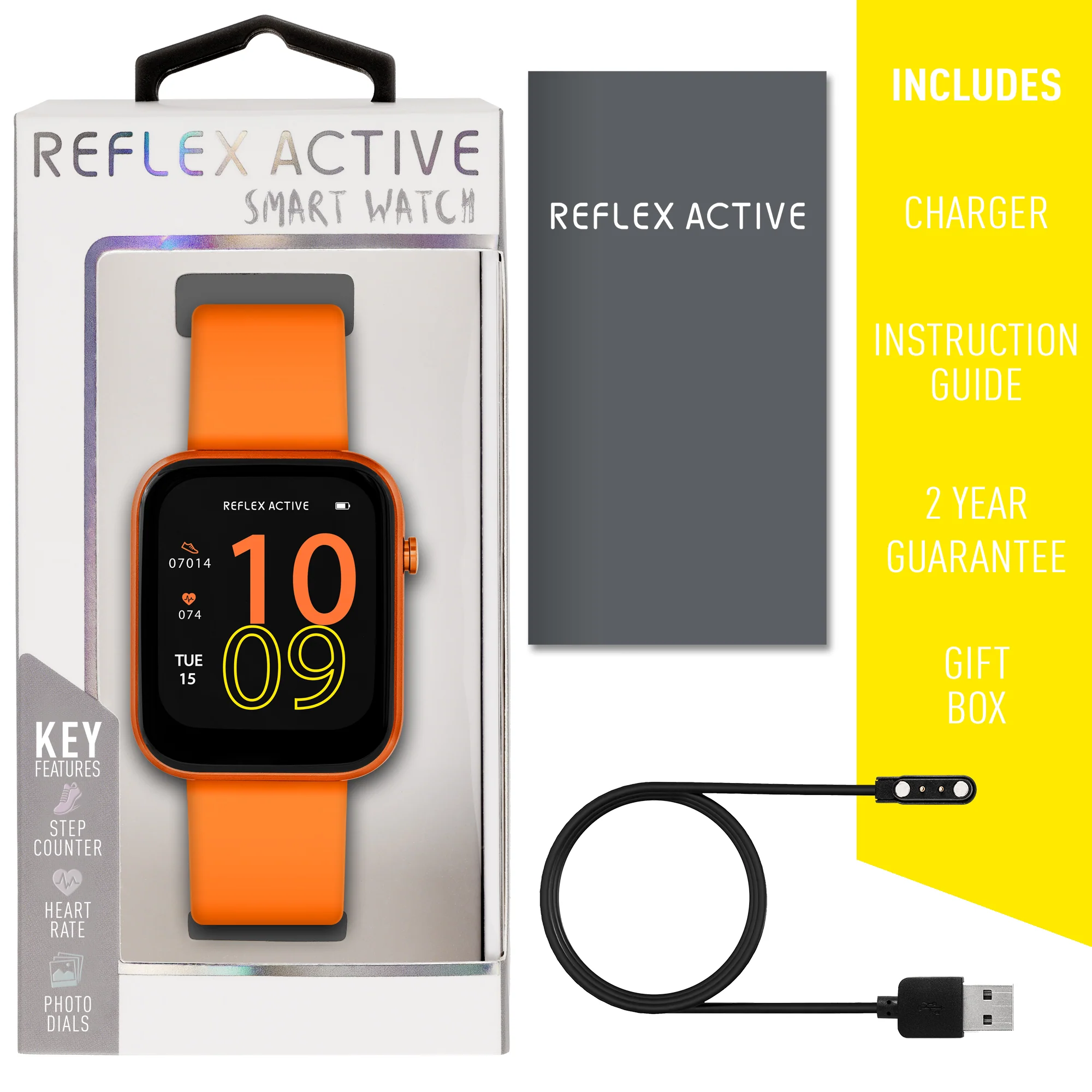 Reflex Active Series 12 Orange Silicone Smartwatch - Image 4