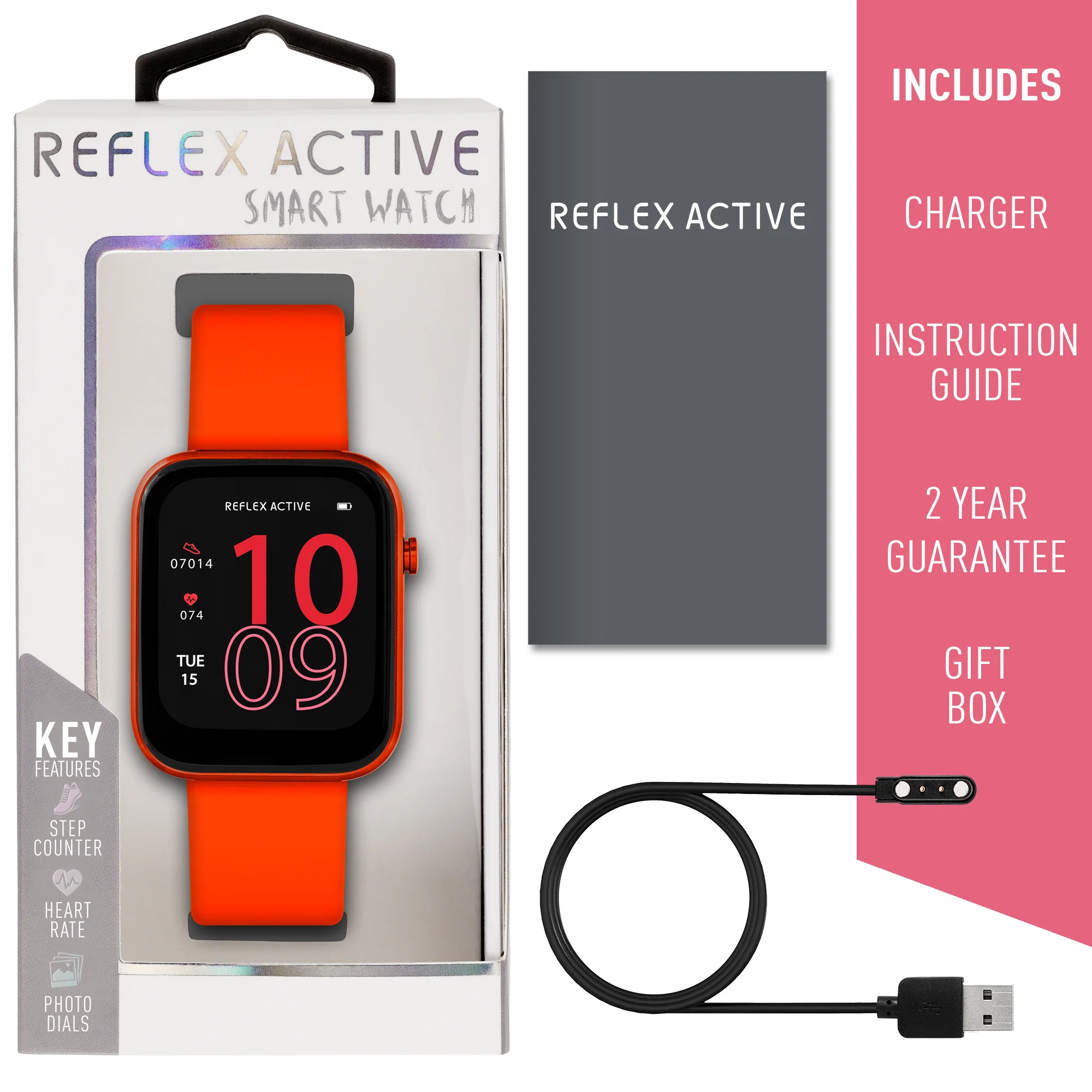 Reflex Active Series 12 Red Silicone Smartwatch - Image 5