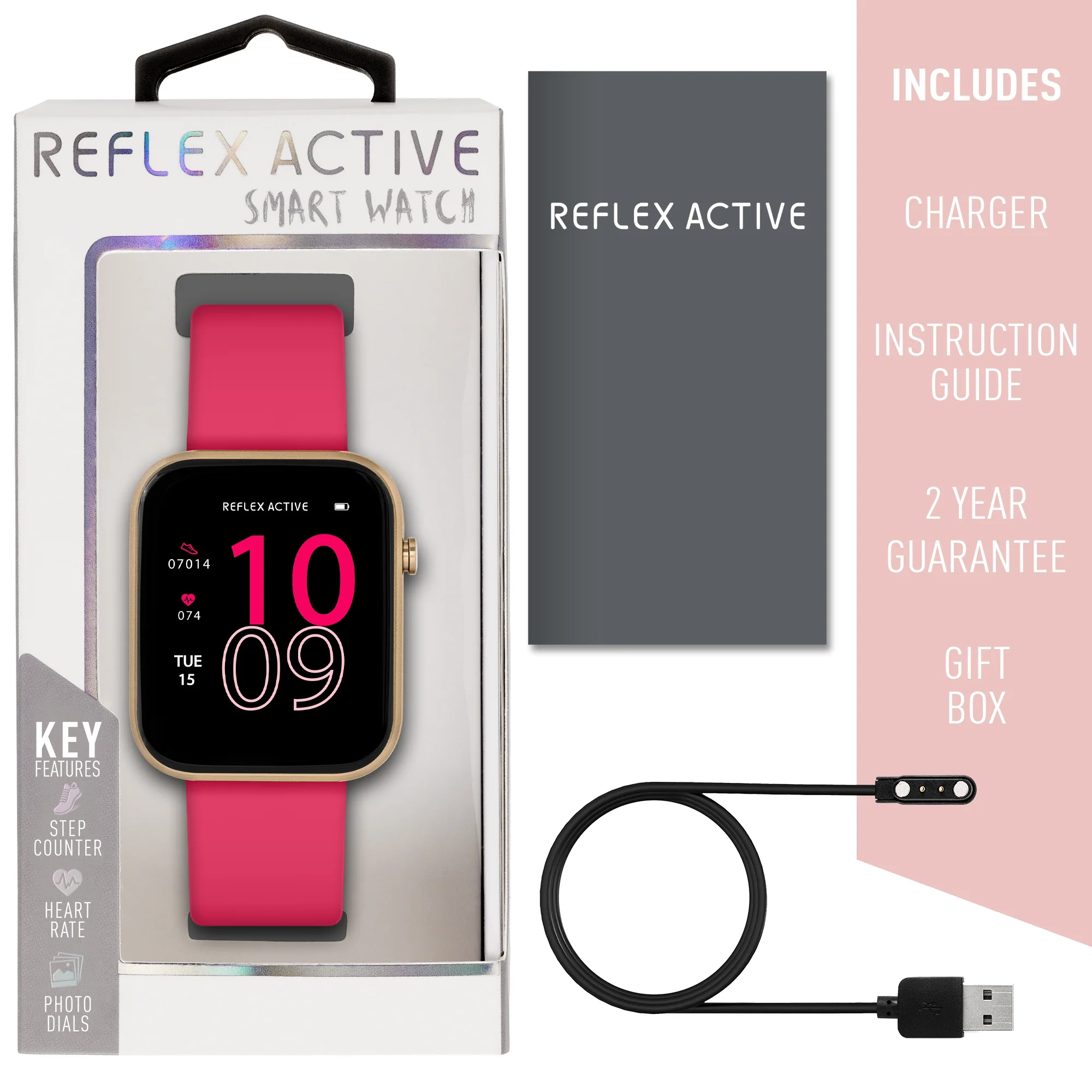 Reflex Active Series 12 Rose Gold/ Pink Silicone Smartwatch - Image 5