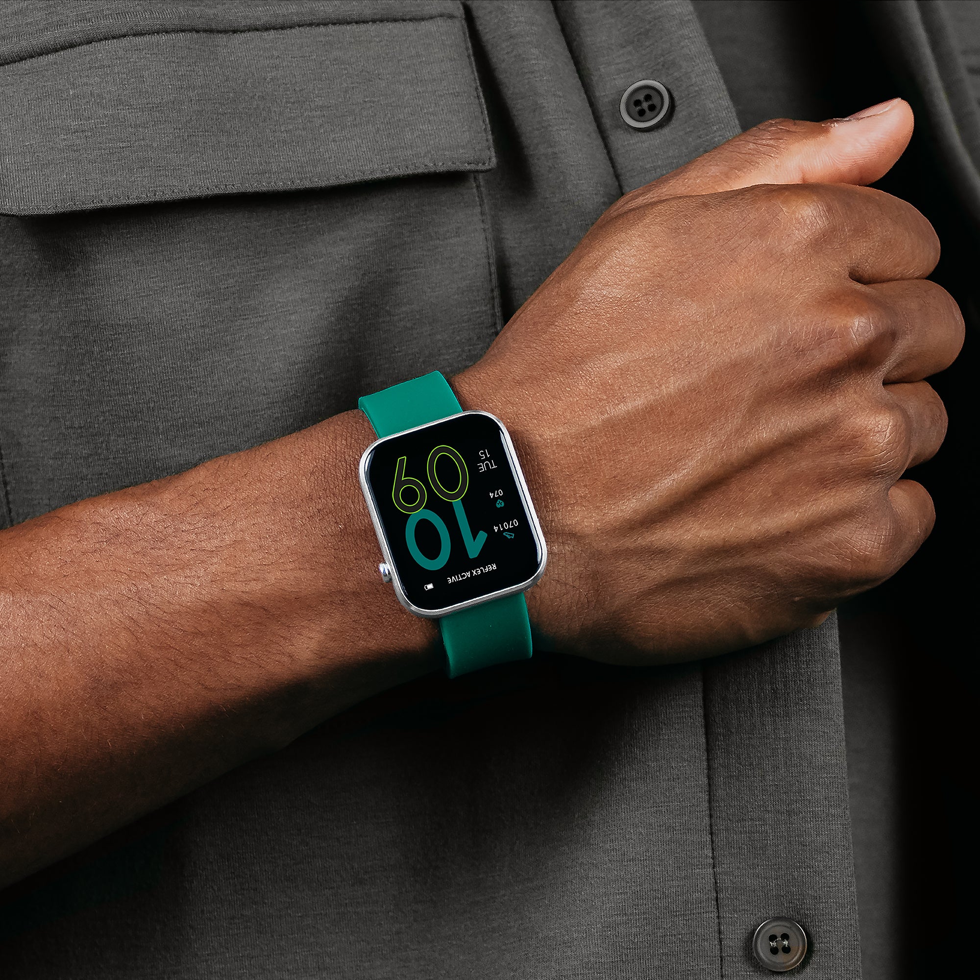 Reflex Active Series 12 Silver / Teal Silicone Smartwatch - Image 3