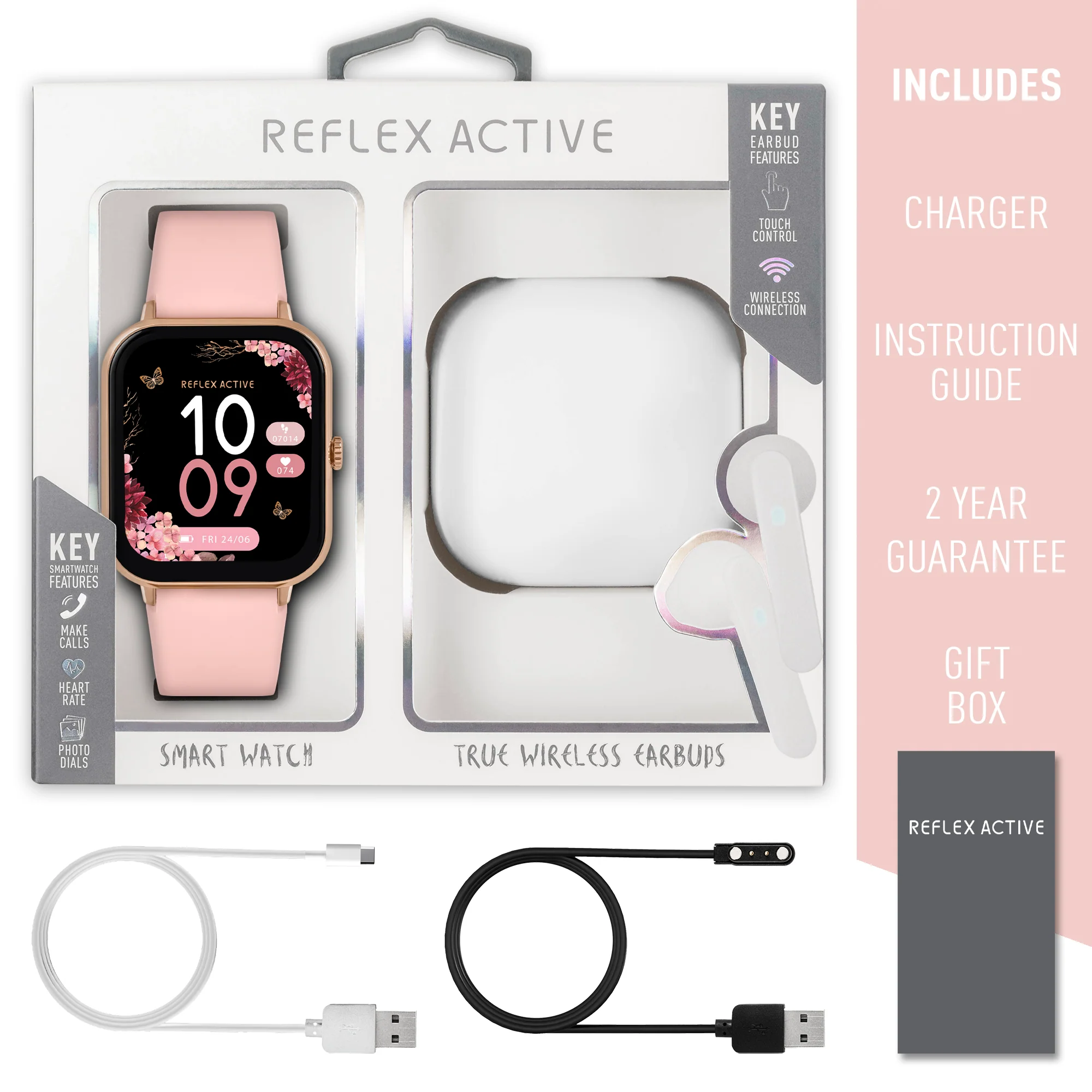 Reflex Active Series 23 Rose Case & Pink Silicone Strap & Ear Buds Bundle - Image 6