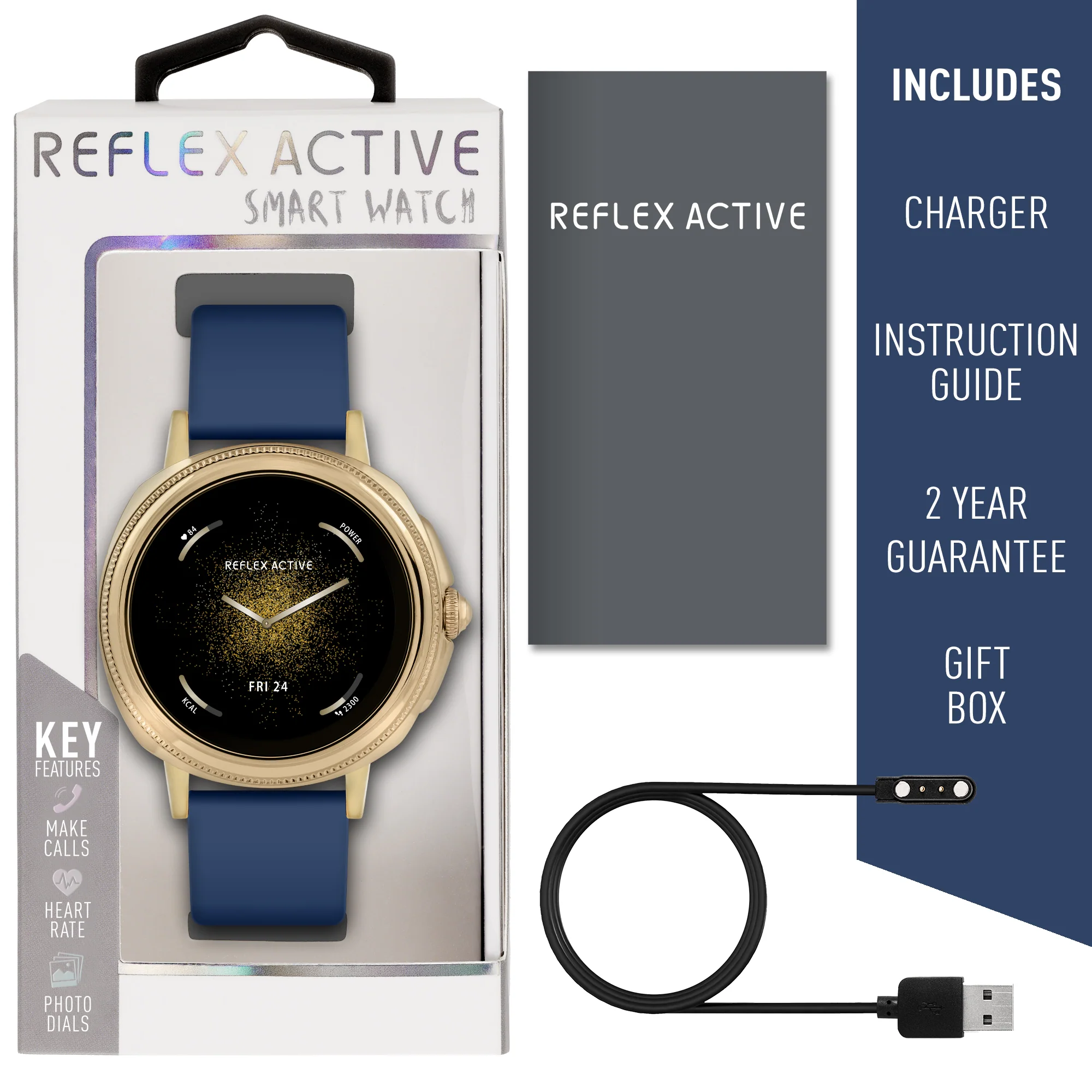 Reflex Active Series 25 - Gold Case & Navy Silicon Strap - Image 6