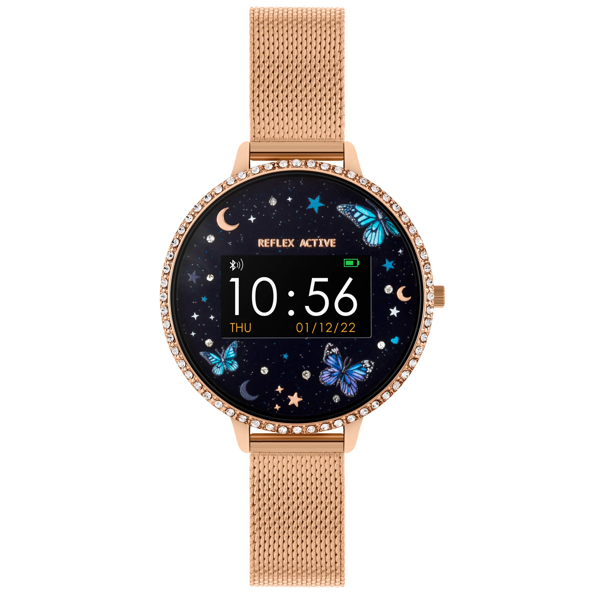 Reflex Active Series 3 Rose Gold Crystal Butterfly Smart Watch