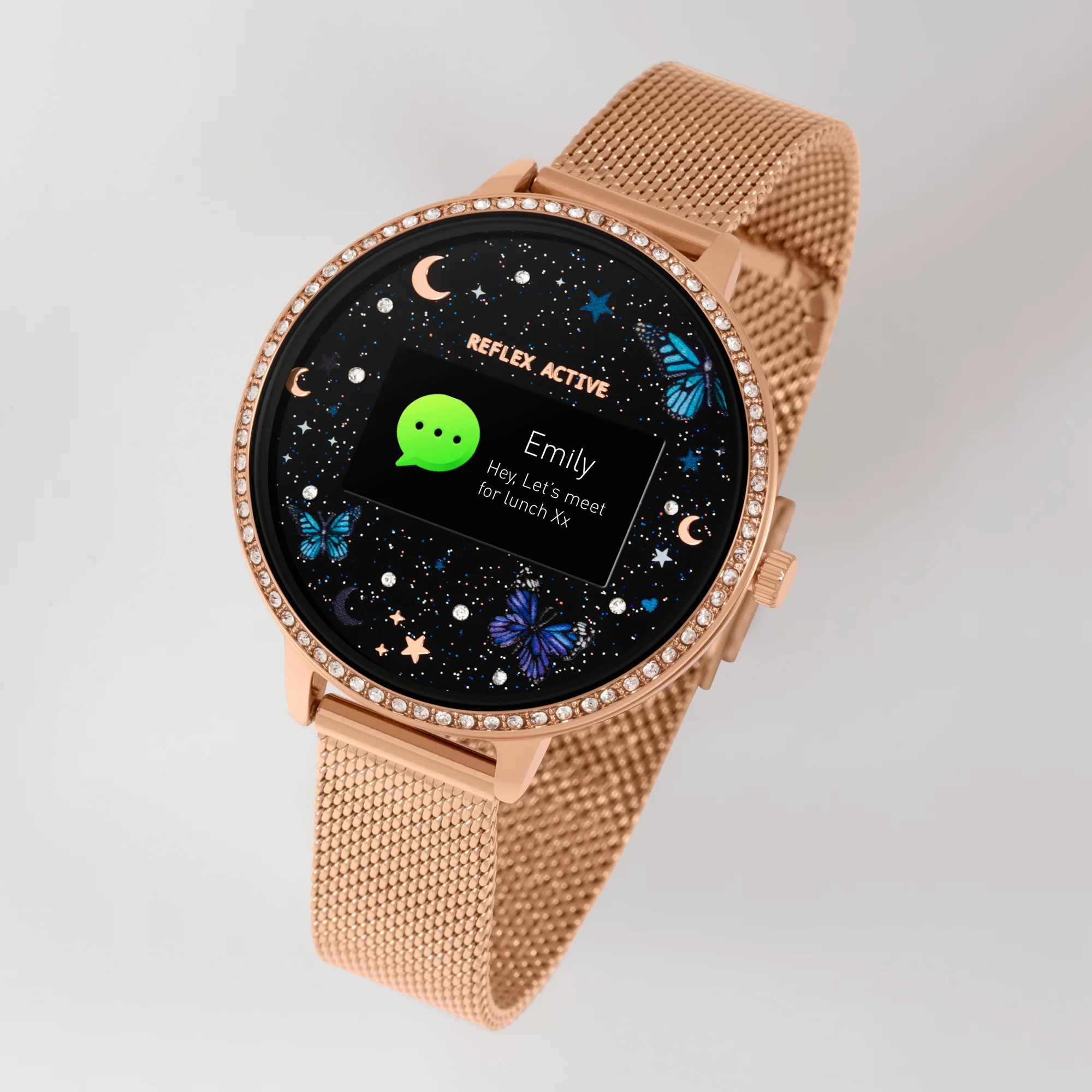 Reflex Active Series 3 Rose Gold Crystal Butterfly Smart Watch - Image 2
