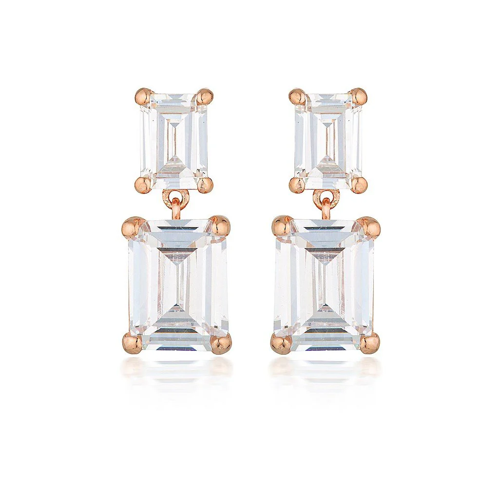 Rinna Rose Gold Baguette Drop - IE815RG