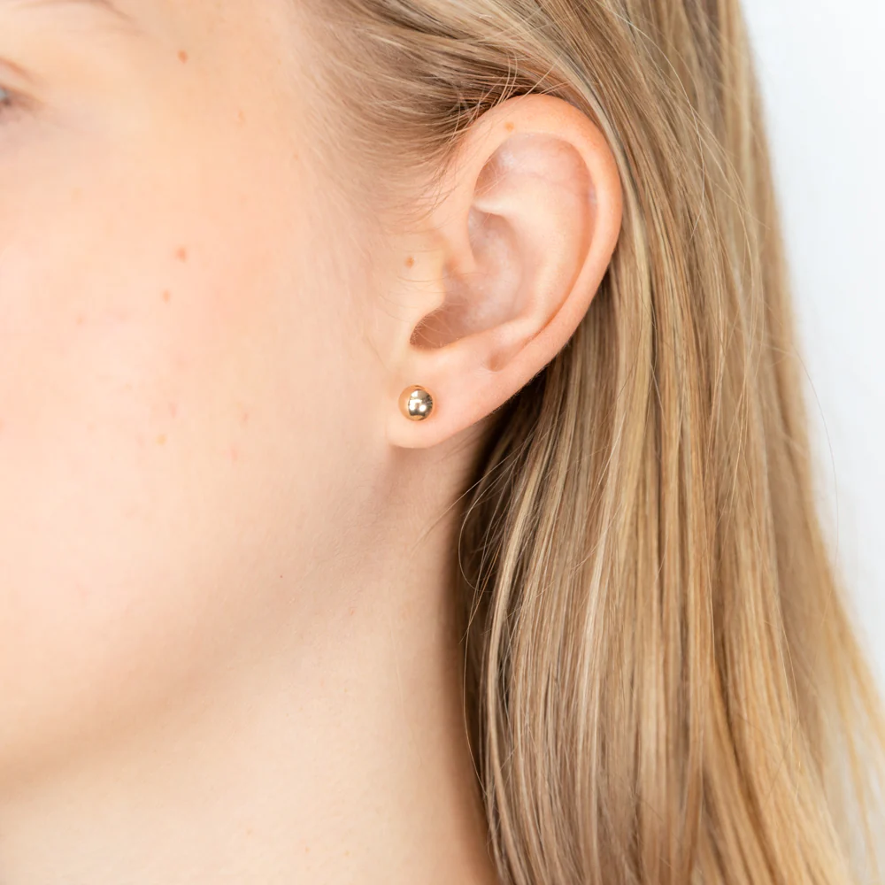 Rose Gold Plated Sterling Silver Ball 6mm Stud Earrings - Image 2