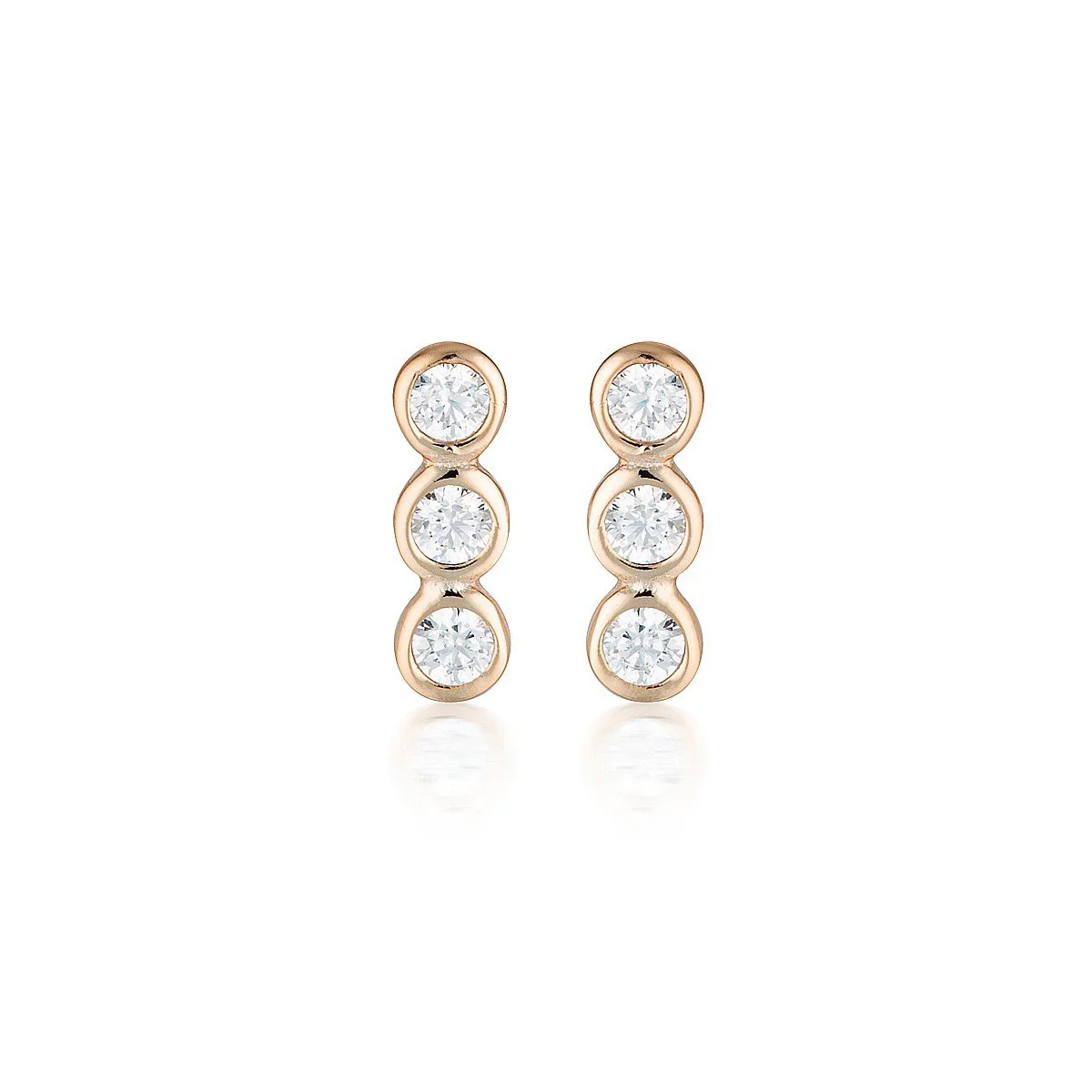 Rose Gold Trio Stud Earring - IE930RG