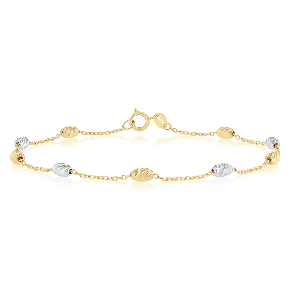 Satellite Oval 19cm Bracelet in 9ct Yellow and White Gold